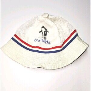 VTG 80s SeaWorld Bucket Hat Souvenir 1987 EUC Killer Whale Theme Amusement Park